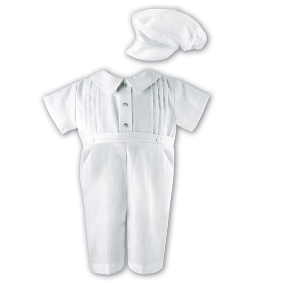 Sarah Louise Boys Christening Romper & Hat 002243